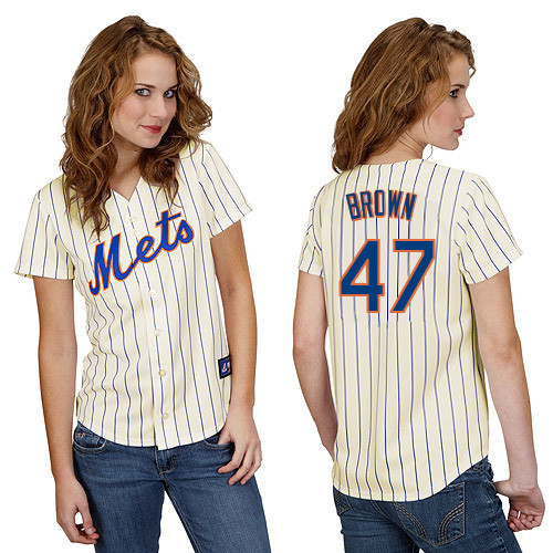 Andrew Brown #47 mlb Jersey-New York Mets Women's Authentic Home White Cool Base Baseball Jersey